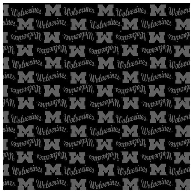 Michigan Wolverines NCAA College Black on Black Mini Pigment Print Sykel Enterprises Cotton Fabric MCHG-1393-BL