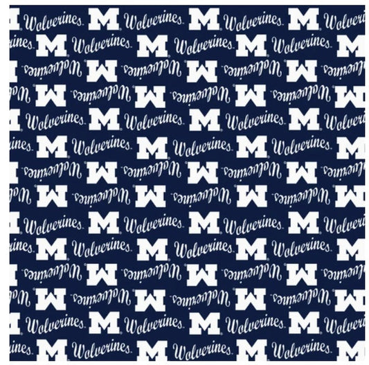 Michigan Wolverines NCAA College Mini Packed Logo Sykel Enteprises Cotton Fabric MCHG-1390