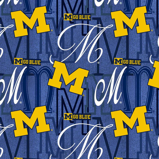 Michigan Wolverines NCAA College Letters Sykel Cotton Fabric MCHG-1372