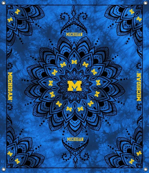Michigan Wolverines NCAA College Tapestry Spirit Banner 58x47 inches Sykel Enterprises 4 Grommets Polyester Fabric MCHG-5001