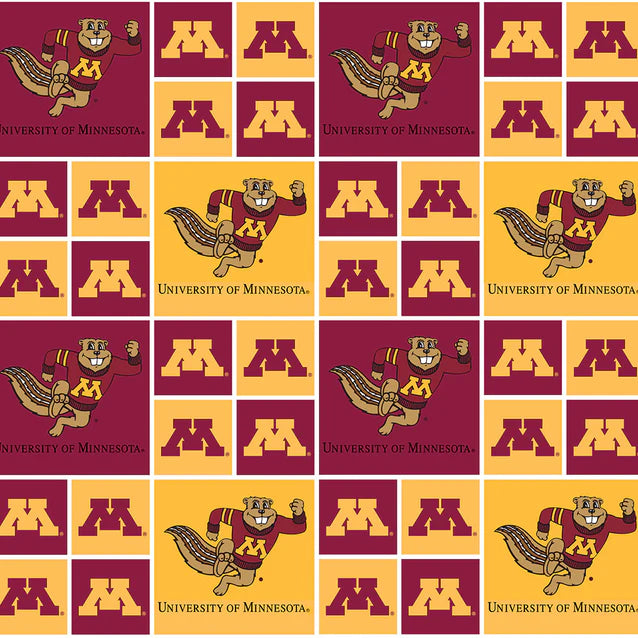 Minnesota Gophers NCAA College Geometric Sykel Cotton Fabric MIN-06