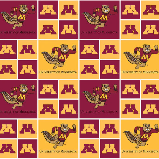 Minnesota Gophers NCAA College Geometric Sykel Cotton Fabric MIN-06