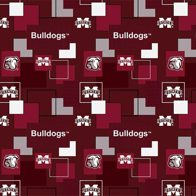 Mississippi State Bulldogs NCAA College Block Allover Sykel Cotton Fabric MSST-1115