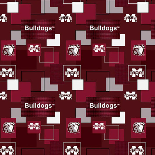 Mississippi State Bulldogs NCAA College Block Allover Sykel Cotton Fabric MSST-1115