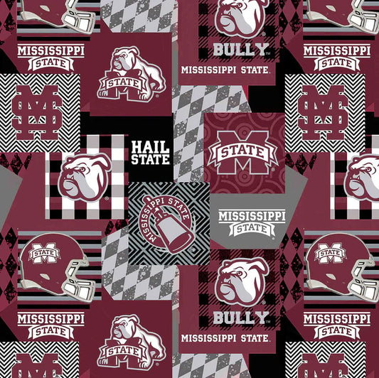 Mississippi State Bulldogs NCAA College Collegiate Minky Geo Sykel Enterprises Polyester Fabric MSST-1367