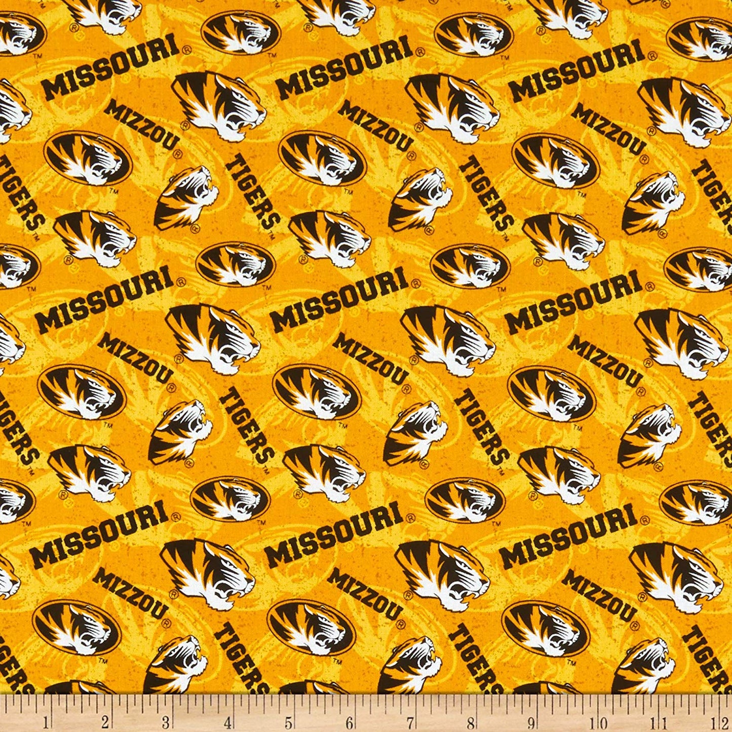Missouri Tigers NCAA College Mizzou Tone on Tone Sykel Cotton Fabric MO-1178