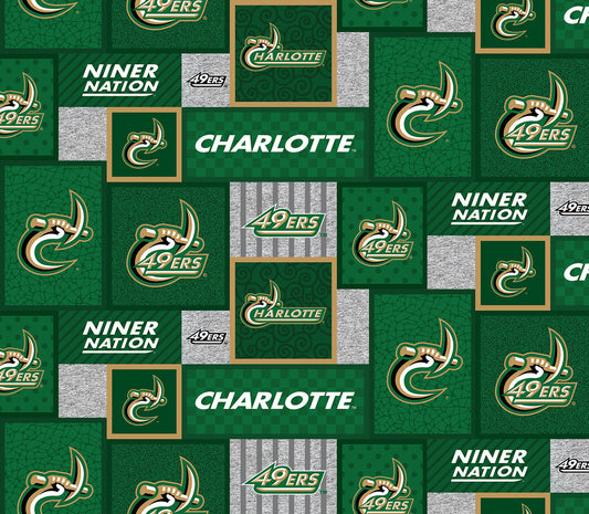North Carolina Charlotte 49'ers Niner Nation NCAA College Patch Sykel Enterprises Polyester FLEECE Fabric NCC-1177