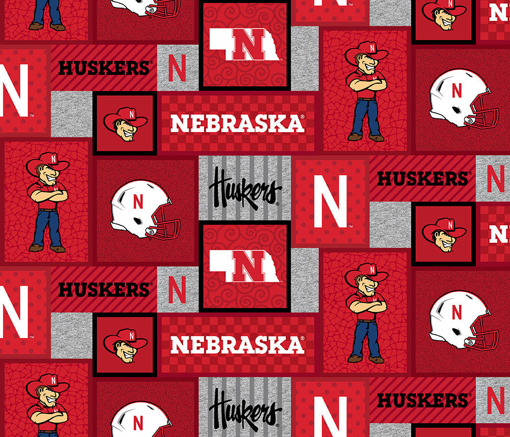 Nebraska Cornhuskers NCAA College Patch Sykel Enterprises Polyester FLEECE Fabric NE-1177