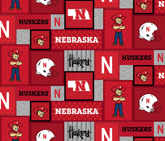 Nebraska Cornhuskers NCAA College Patch Sykel Enterprises Polyester FLEECE Fabric NE-1177