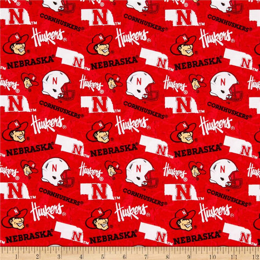 Nebraska Cornhuskers NCAA College Tone on Tone design Blackshirts Cotton Fabric NE-1178