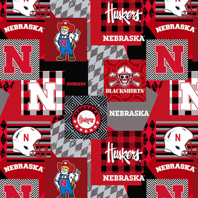 Nebraska Cornhuskers NCAA College Minky Geometric Sykel Enterprises Polyester MINKY Fabric NE-1367
