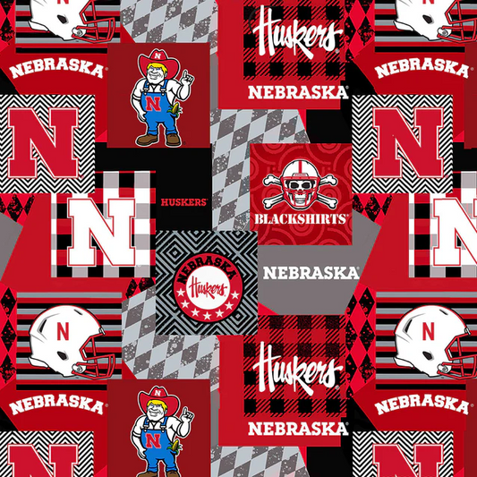 Nebraska Cornhuskers NCAA College Minky Geometric Sykel Enterprises Polyester MINKY Fabric NE-1367