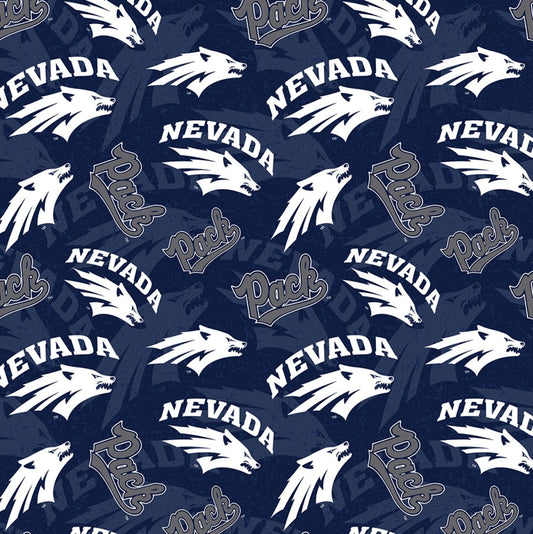 Nevada Reno Wolf Pack NCAA College Tone on Tone Cotton Fabric NVR-1178