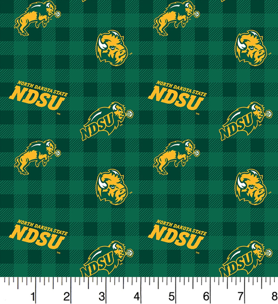 North Dakota Bison NCAA NDSU College Buffalo Plaid Design Cotton Fabric NDS-1207