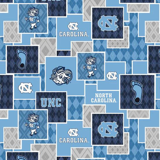 North Carolina Tar Heels NCAA College Argyle Boxes Sykel Cotton Fabric NC-1371