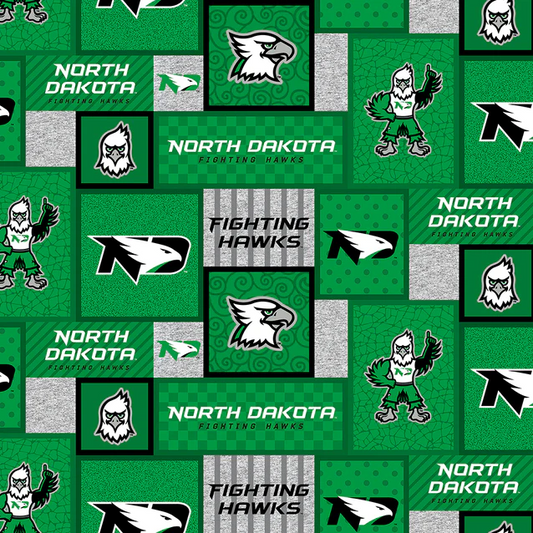 North Dakota Fighting Hawks NCAA College Patch Sykel Enterprises Polyester FLEECE Fabric ND-1177