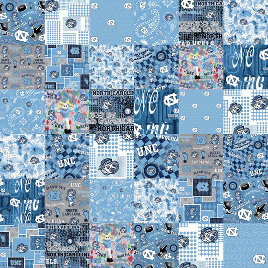 North Carolina Chapel Hill Tar Heels NCAA College Cheater Quilt Allover 60" Sykel Cotton Fabric NC-1363