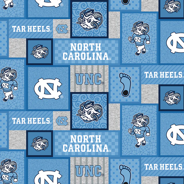 North Carolina Tar Heels NCAA College Patch Sykel Enterprises Polyester FLEECE Fabric NC-1177