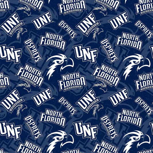North Florida Ospreys NCAA College Tone on Tone Sykel Cotton Fabric UNF-1178