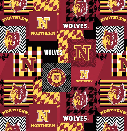 Northern State Wolves NCAA College Minky Geo Sykel Enterprises Polyester MINKY Fabric NS-1367