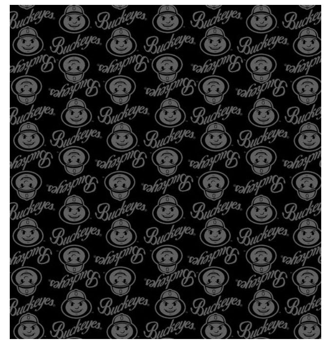 Ohio State Buckeyes NCAA College Black on Black Mini Pigment Print Sykel Enterprises Cotton Fabric OHS-1393-BL