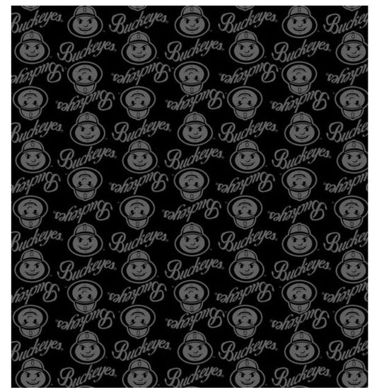 Ohio State Buckeyes NCAA College Black on Black Mini Pigment Print Sykel Enterprises Cotton Fabric OHS-1393-BL
