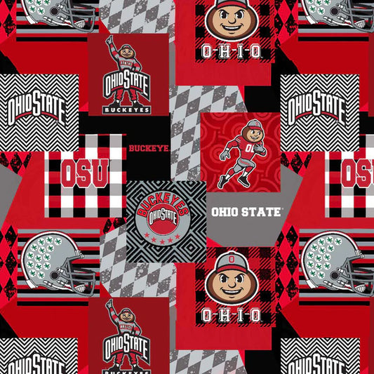 Ohio State Buckeyes NCAA College Collegiate Minky Geo Sykel Enterprises Polyester Fabric OHS-1367