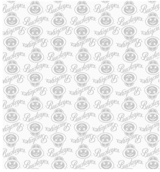 Ohio State Buckeyes NCAA College White on White Mini Pigment Print Sykel Enterprises Cotton Fabric OHS-1393-W