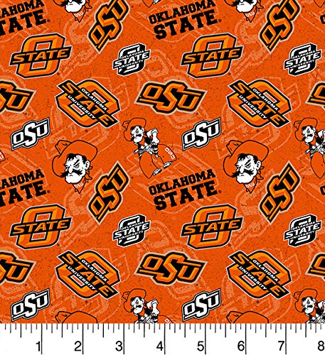 Oklahoma State Cowboys NCAA College Tone on Tone Sykel Cotton Fabric OSU-1178