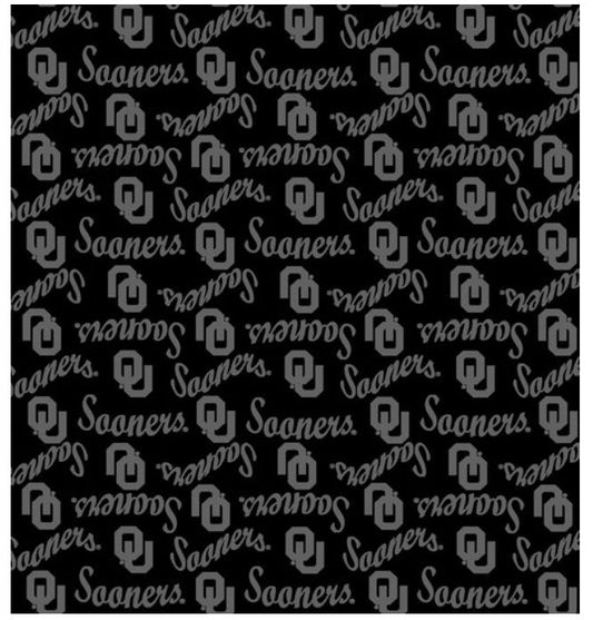 Oklahoma Sooners NCAA College Black on Black Mini Pigment Print Sykel Enterprises Cotton Fabric OU-1393-BL