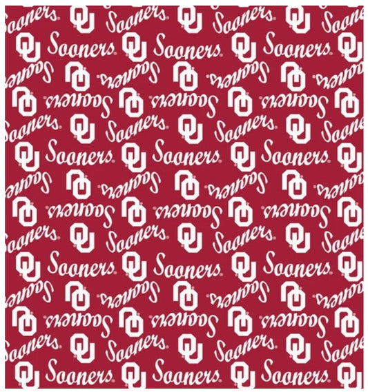 Oklahoma Sooners NCAA College Mini Packed Logo Sykel Enterprises Cotton Fabric OU-1390