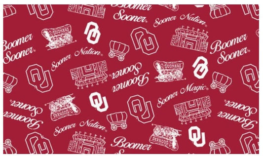 Oklahoma Sooners NCAA College Mini Stadium Logo Sykel Enterprises Cotton Fabric OU-1389