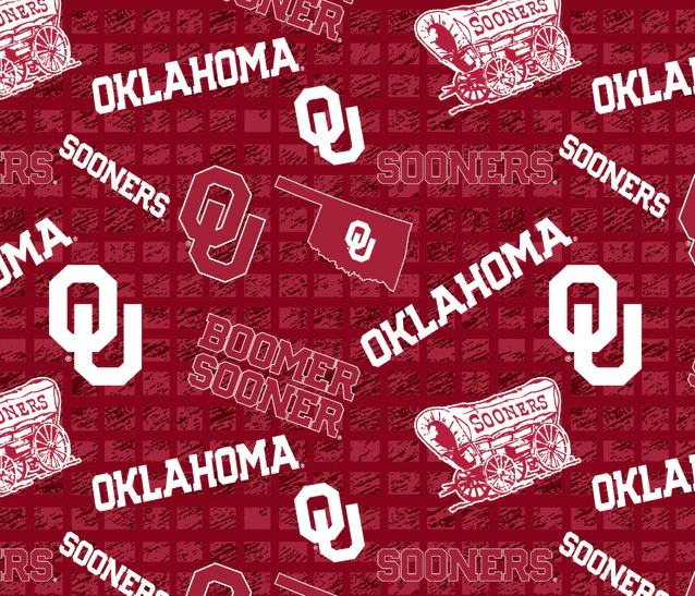 Oklahoma Sooners NCAA College 108" Wideback Allover Sykel Enterprises Cotton Fabric OU-1395
