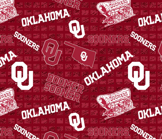 Oklahoma Sooners NCAA College 108" Wideback Allover Sykel Enterprises Cotton Fabric OU-1395