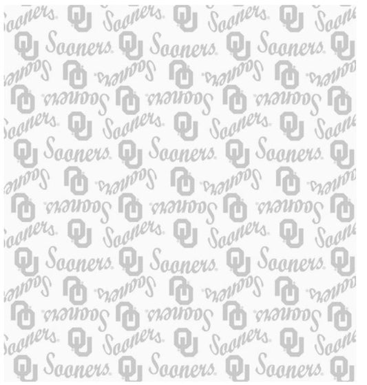 Oklahoma Sooners NCAA College White on White Mini Pigment Print Sykel Enterprises Cotton Fabric OU-1393-W