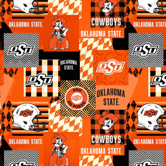 Oklahoma State Cowboys NCAA College Collegiate Minky Geo Sykel Enterprises Polyester Fabric OSU-1367