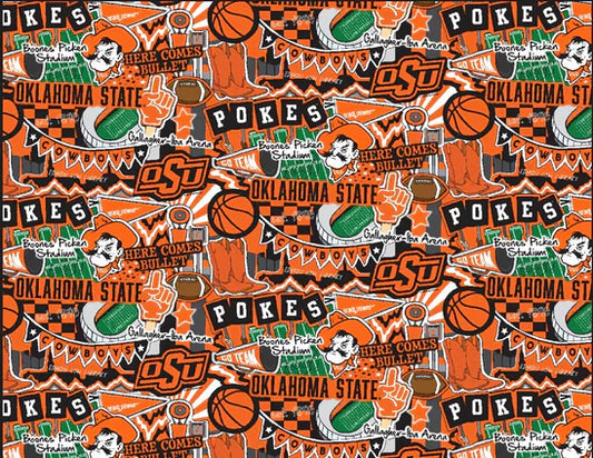 Oklahoma State Cowboys NCAA College Doodle Sykel Enterprises Cotton Fabric OSU-2001