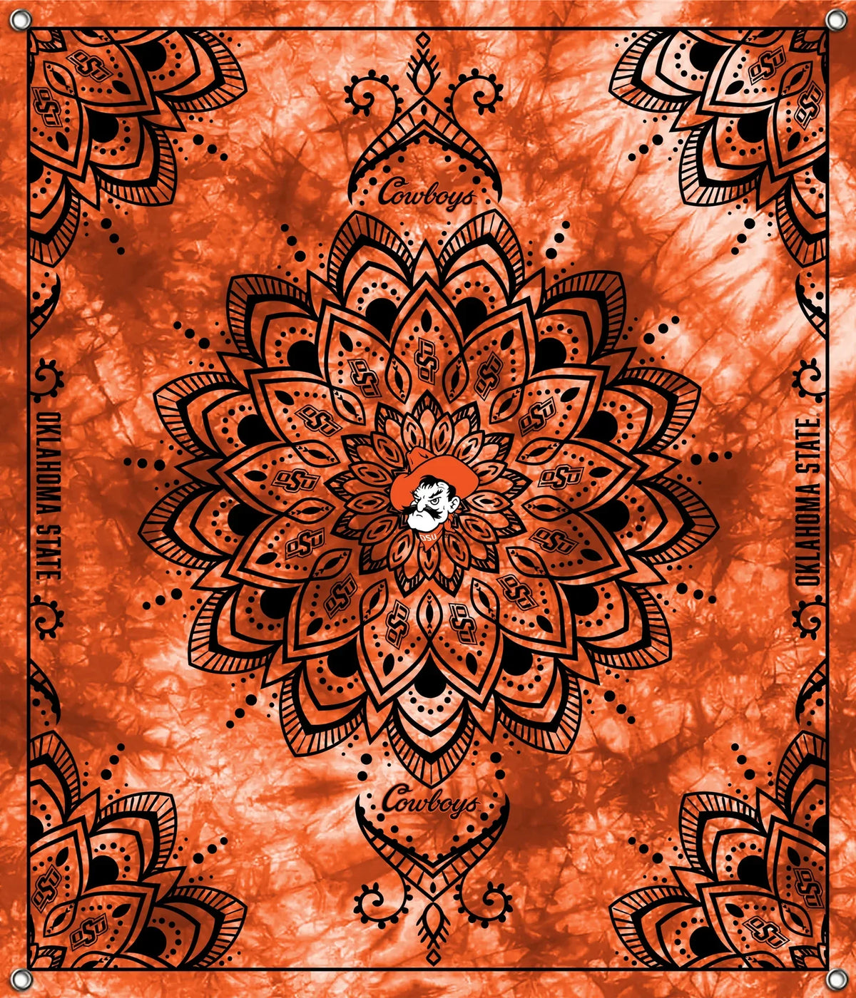Oklahoma State Cowboys NCAA College Tapestry Spirit Banner 58x47 inches Sykel Enterprises 4 Grommets Polyester Fabric OSU-5001