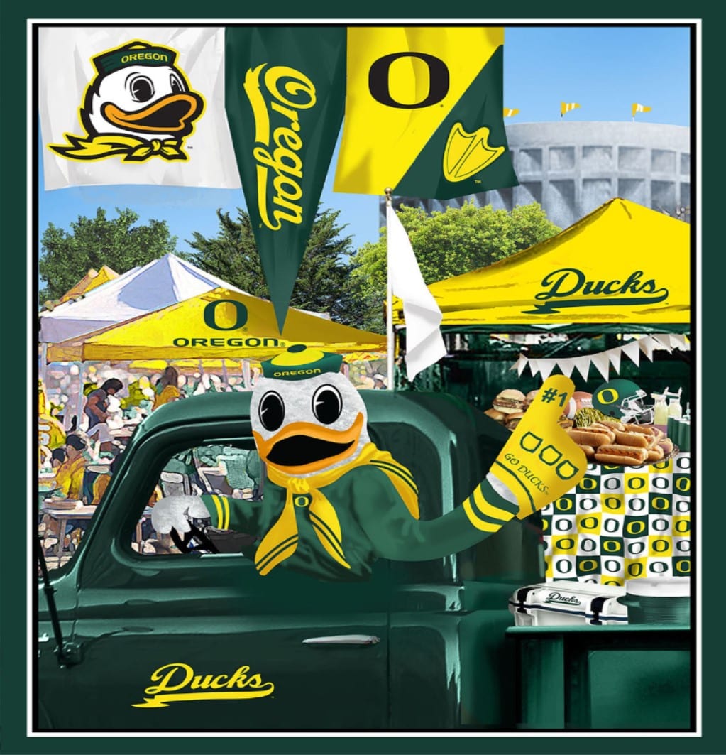 Oregon Ducks NCAA Tailgate Panel 36" Sykel Cotton Fabric OR-1157