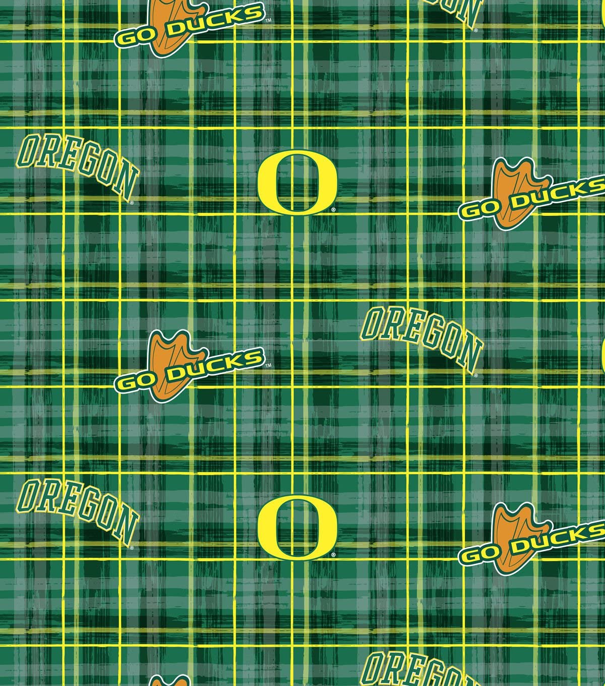 Oregon Ducks NCAA College Plaid Sykel Cotton Fabric OR-800
