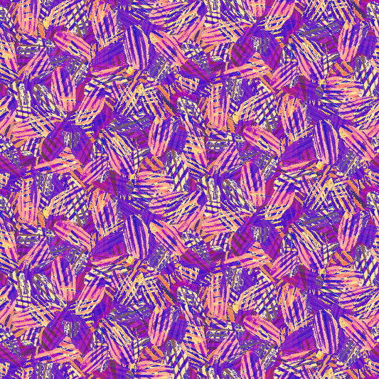 Tropical Punch Cotton Fabric Collection by Sykel-Tropical Leaves Fuschia Tones