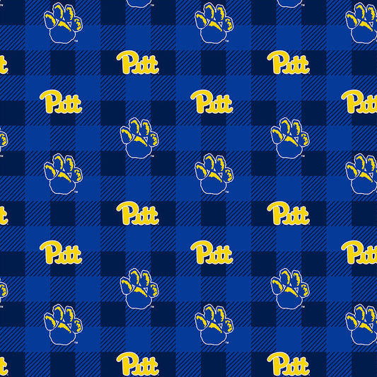 Pittsburgh Panthers NCAA College Buffalo Plaid Sykel Enterprises Polyester Fleece Fabric PITT-1190
