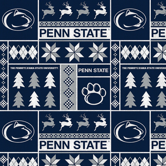 Penn State Nittany Lions NCAA College Holiday Sweater Sykel Enterprises Polyester Fleece Fabric PS-1182
