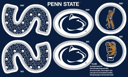 Penn State Nittany Lions MINKY NCAA Collegiate Pillow Project 36"x60" Sykel Enterprises Polyester Minky Fabric PS-1359