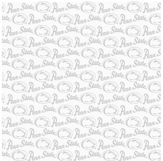 Pennsylvania State Nittany Lions NCAA College White on White Mini Pigment Print Sykel Enterprises Cotton Fabric PS-1393-W