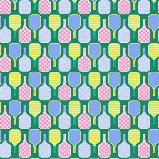 Pickleball Playtime Paddles Green Paintbrush Studio Cotton Fabric PBS-120-25078