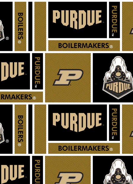 Purdue Boilermakers NCAA College Herringbone Geometric Allover Sykel Enterprises Cotton Fabric PU-097