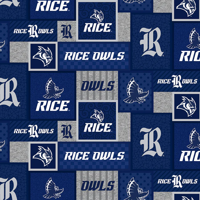 Rice Owls NCAA College Patch Sykel Enterprises Polyester Fleece Fabric RIC-1177