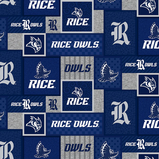 Rice Owls NCAA College Patch Sykel Enterprises Polyester Fleece Fabric RIC-1177