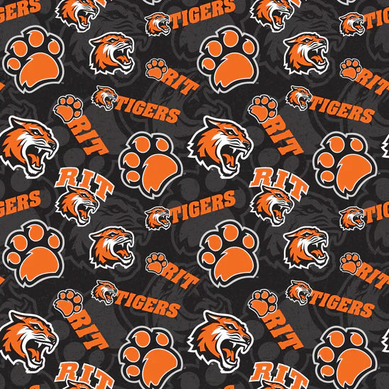 Ronchester Institute of Technology Tigers NCAA College Tone on Tone Sykel Enterprises Cotton Fabric RIT-1178